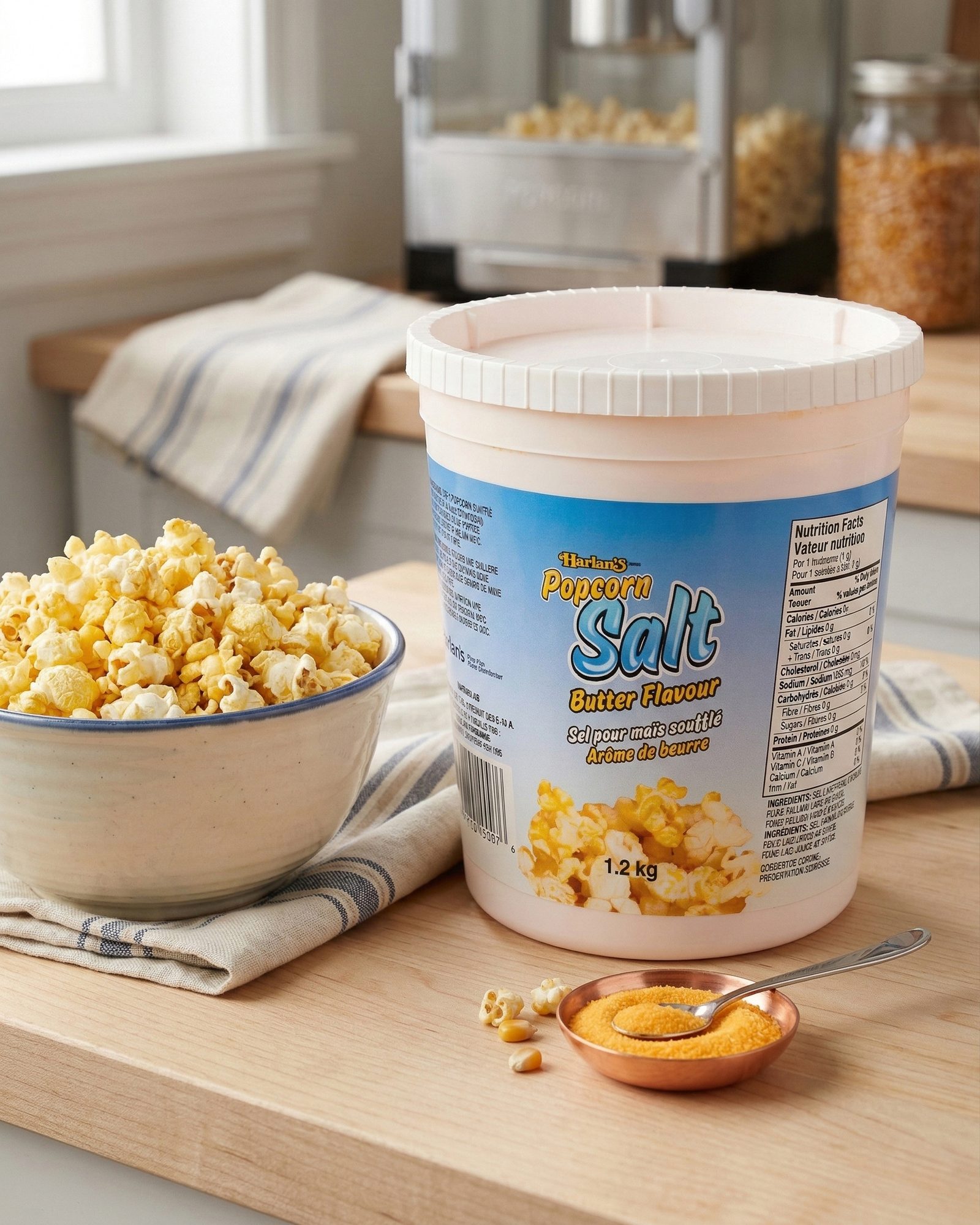Butter salt and popcorn