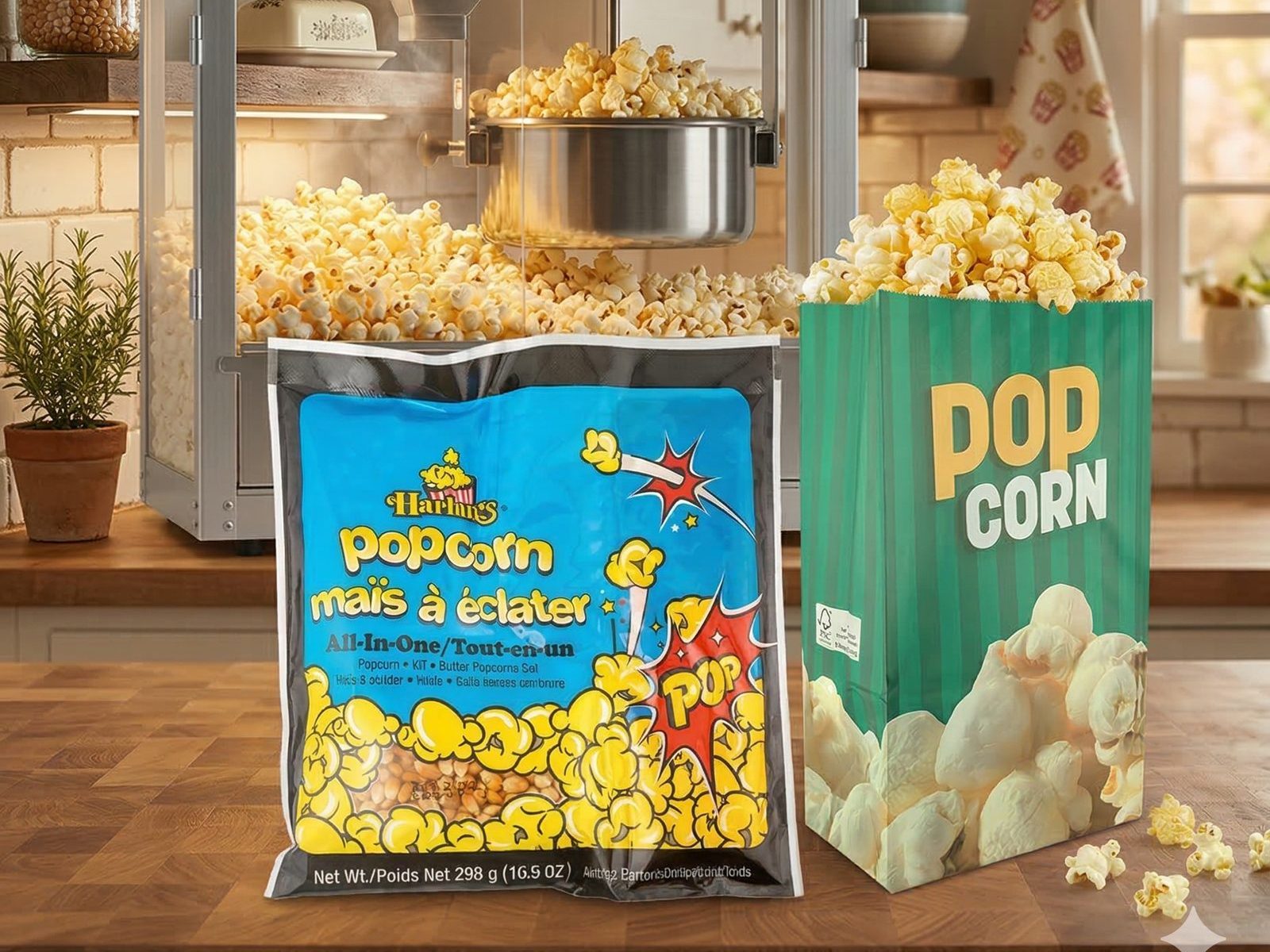 Popcorn machine and all-in-one kit